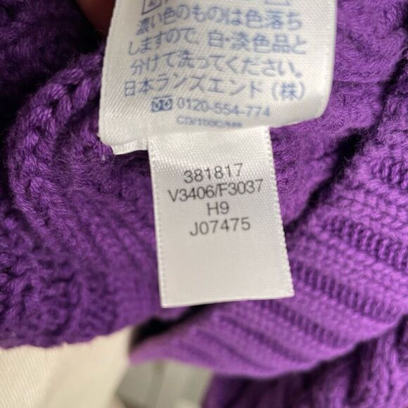 Lands’ End Womens Cable Knit Cardigan XL Petite Purple Royal Varsity Cottagecore - Picture 11 of 12